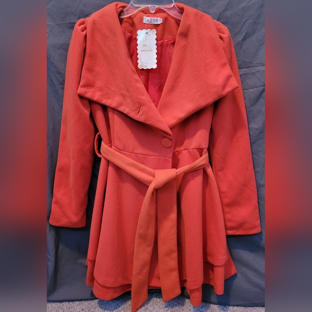 Orange korean pea coat